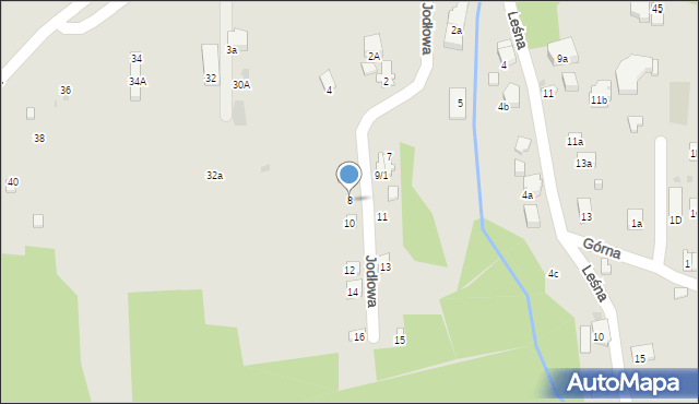 Myślenice, Jodłowa, 8, mapa Myślenice