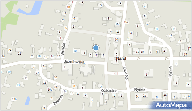 Narol, Józefowska, 4, mapa Narol