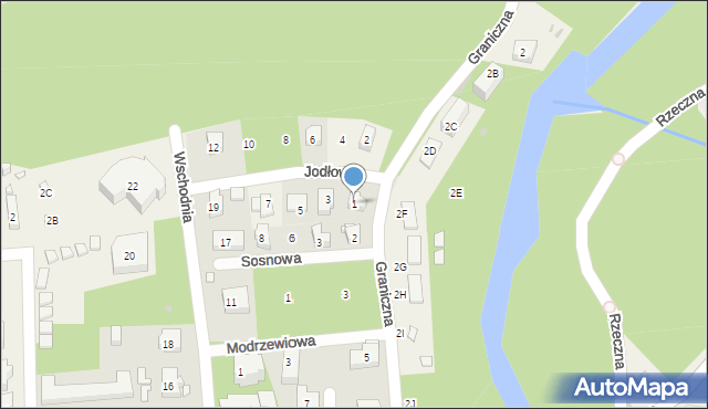 Niechorze, Jodłowa, 1, mapa Niechorze