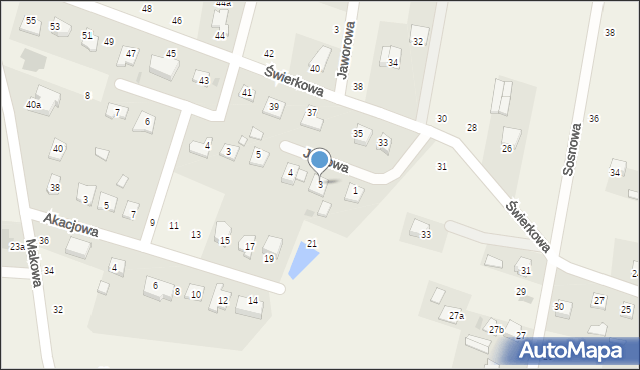 Okszów, Jodłowa, 3, mapa Okszów