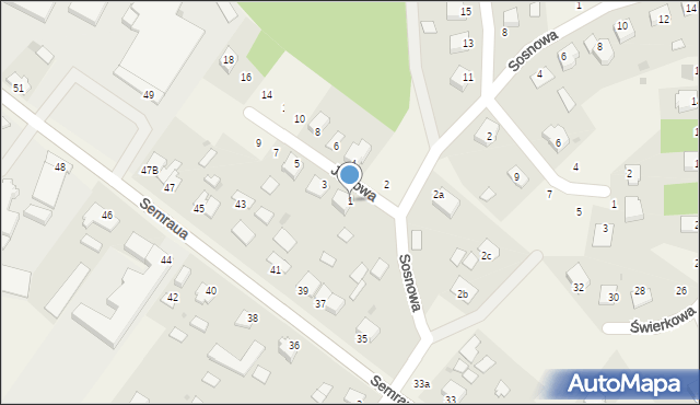 Osie, Jodłowa, 1, mapa Osie