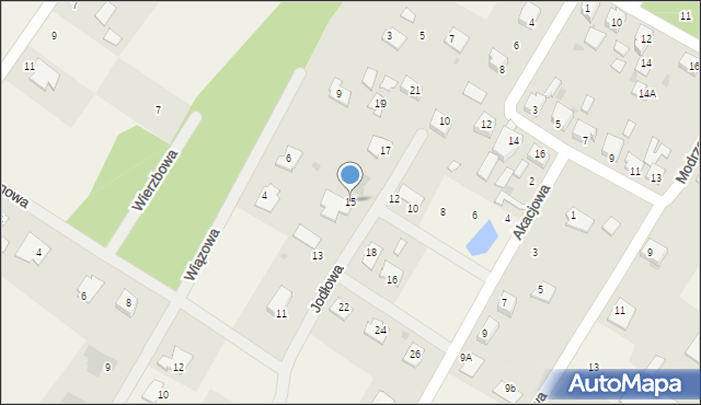 Osiek nad Wisłą, Jodłowa, 15, mapa Osiek nad Wisłą