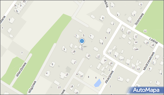 Osiek nad Wisłą, Jodłowa, 21, mapa Osiek nad Wisłą