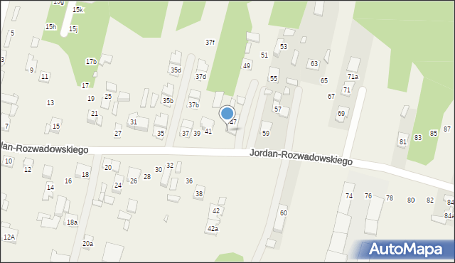 Ossów, Jordan-Rozwadowskiego, gen., 47A, mapa Ossów