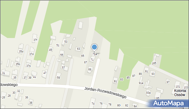 Ossów, Jordan-Rozwadowskiego, gen., 71a, mapa Ossów