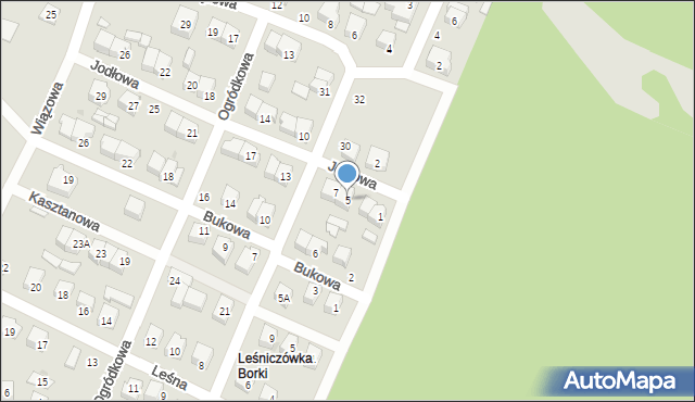 Ostrołęka, Jodłowa, 5, mapa Ostrołęka