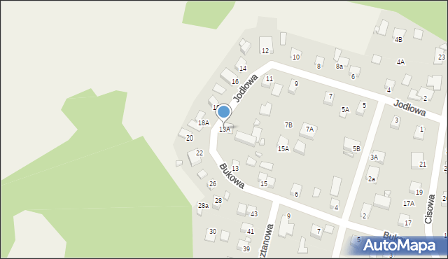 Ostromecko, Jodłowa, 13A, mapa Ostromecko