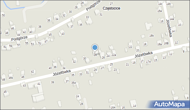 Ostrowiec Świętokrzyski, Józefówka, 28, mapa Ostrowiec Świętokrzyski