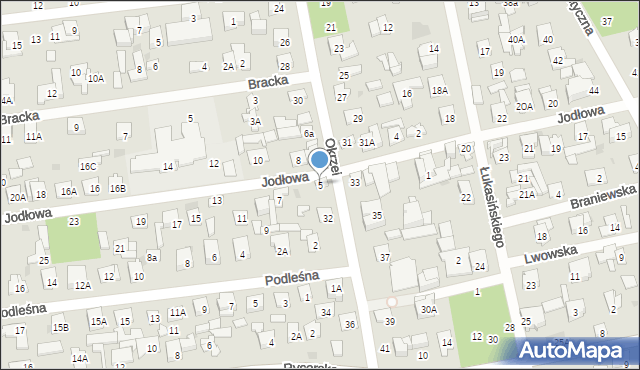Otwock, Jodłowa, 5, mapa Otwock