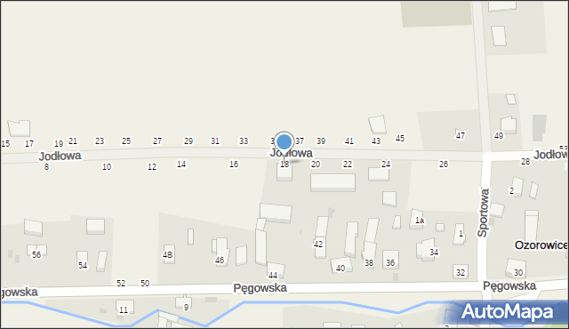 Ozorowice, Jodłowa, 18, mapa Ozorowice