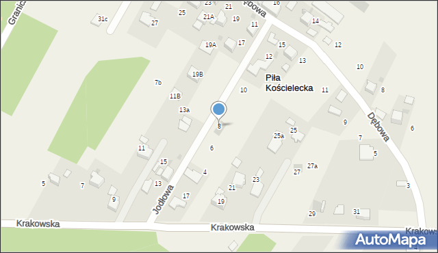 Piła Kościelecka, Jodłowa, 8, mapa Piła Kościelecka