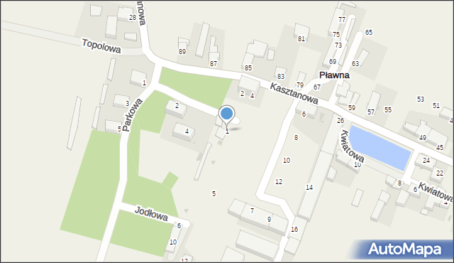 Pławna, Jodłowa, 1, mapa Pławna