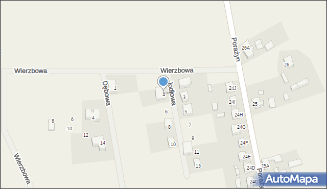 Porażyn, Jodłowa, 4, mapa Porażyn