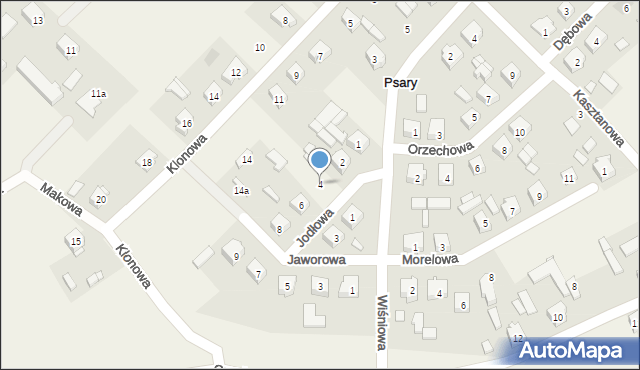 Psary, Jodłowa, 4, mapa Psary