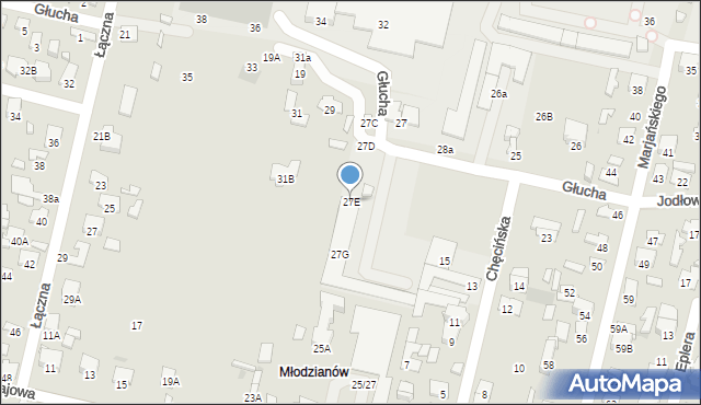 Radom, Jodłowa, 27E, mapa Radomia