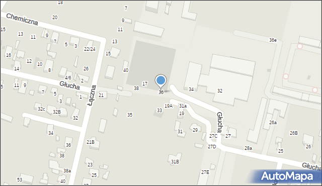 Radom, Jodłowa, 36, mapa Radomia