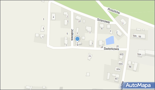 Roszków, Jodłowa, 4, mapa Roszków