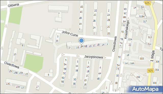 Ruda Śląska, Joliot-Curie Fryderyka, 1F, mapa Rudy Śląskiej