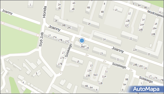 Ruda Śląska, Joanny, 25A, mapa Rudy Śląskiej