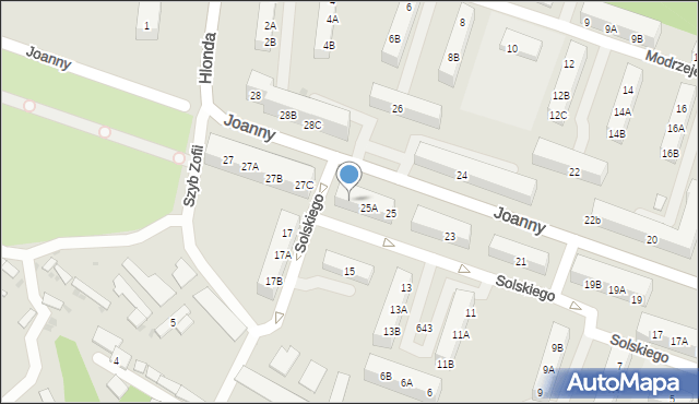 Ruda Śląska, Joanny, 25B, mapa Rudy Śląskiej