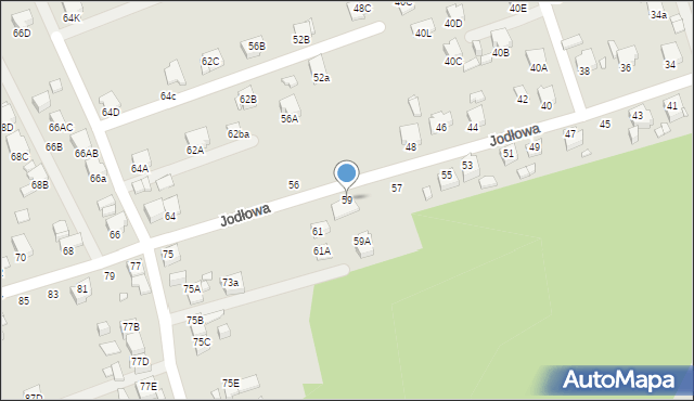 Rybnik, Jodłowa, 59, mapa Rybnika