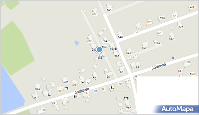 Rybnik, Jodłowa, 68B, mapa Rybnika