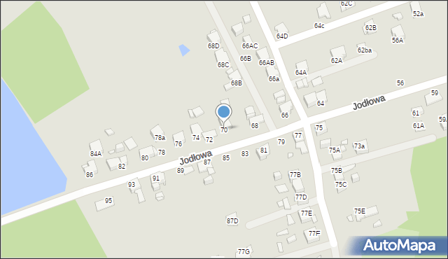 Rybnik, Jodłowa, 70, mapa Rybnika