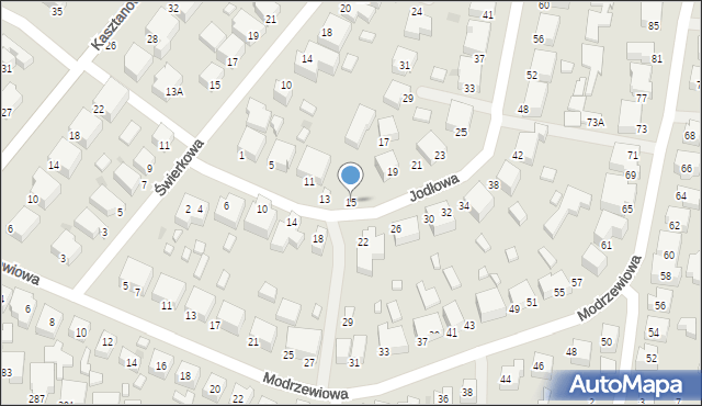 Siedlce, Jodłowa, 15, mapa Siedlce