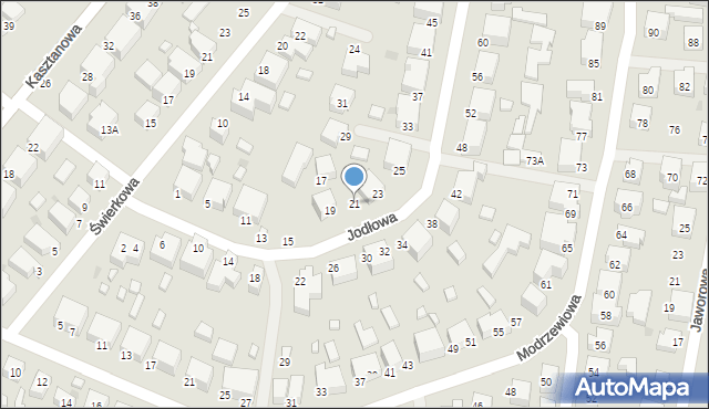 Siedlce, Jodłowa, 21, mapa Siedlce