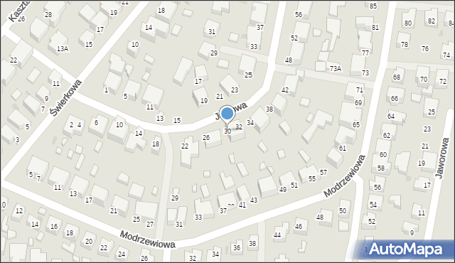 Siedlce, Jodłowa, 30, mapa Siedlce