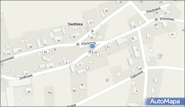 Siedliska, Jodłowa, 2, mapa Siedliska