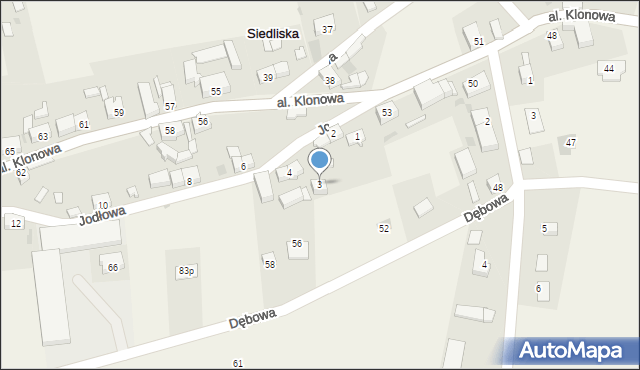 Siedliska, Jodłowa, 3, mapa Siedliska