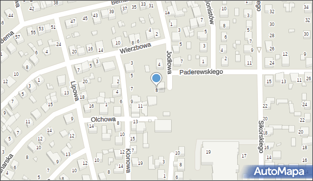 Siewierz, Jodłowa, 8, mapa Siewierz