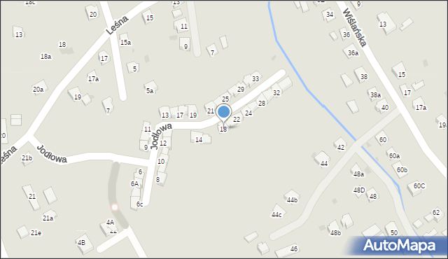 Skoczów, Jodłowa, 18, mapa Skoczów