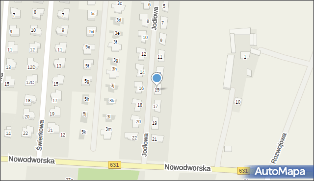 Skrzeszew, Jodłowa, 15, mapa Skrzeszew