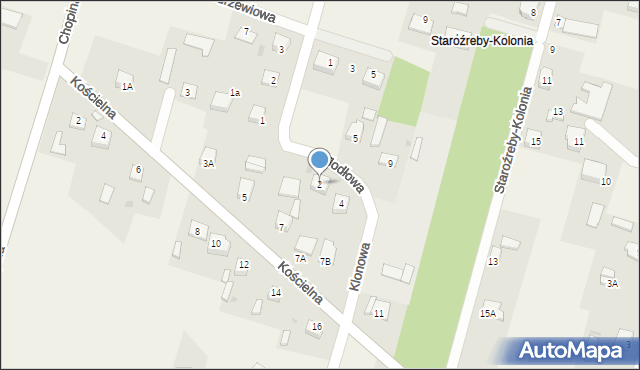 Staroźreby, Jodłowa, 2, mapa Staroźreby