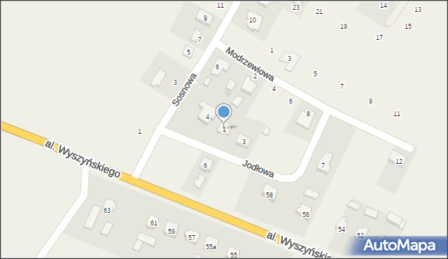 Strzałkowo, Jodłowa, 1, mapa Strzałkowo