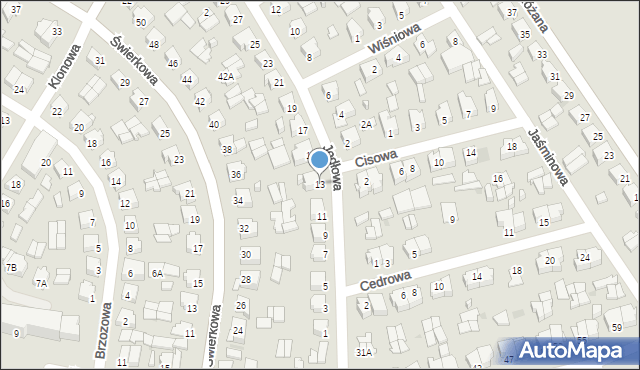 Suwałki, Jodłowa, 13, mapa Suwałk