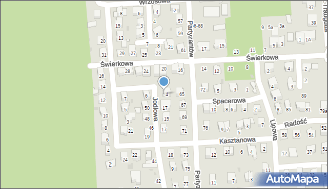 Świdnik, Jodłowa, 19, mapa Świdnika