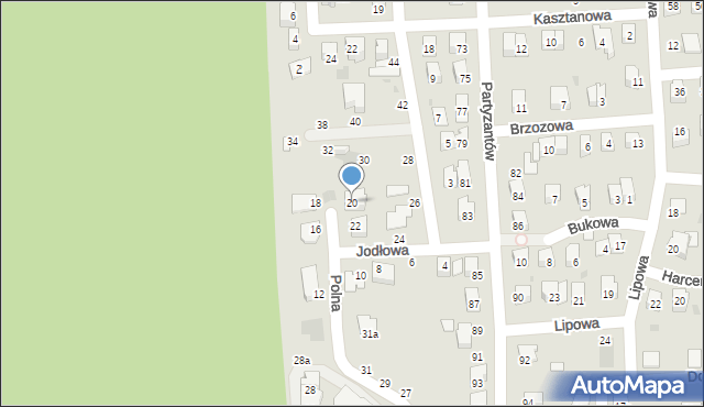 Świdnik, Jodłowa, 20, mapa Świdnika