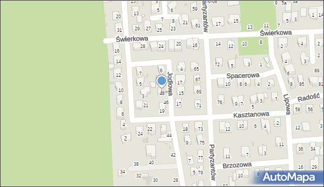 Świdnik, Jodłowa, 48, mapa Świdnika