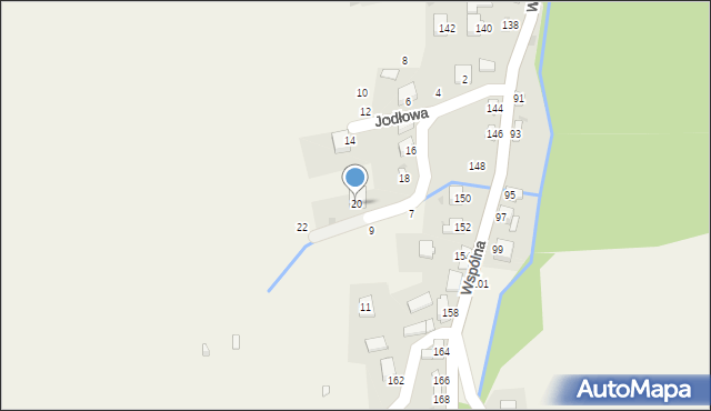 Świnna, Jodłowa, 20, mapa Świnna