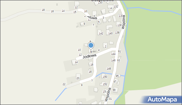 Świnna, Jodłowa, 6, mapa Świnna