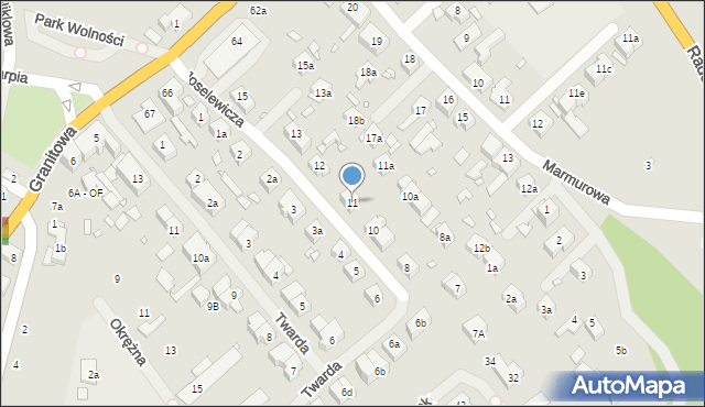 Szczecin, Joselewicza Berka, płk., 11, mapa Szczecina