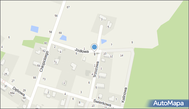 Tenczynek, Jodłowa, 8, mapa Tenczynek