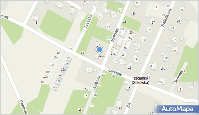 Trzcianki Osada, Jodłowa, 17, mapa Trzcianki Osada