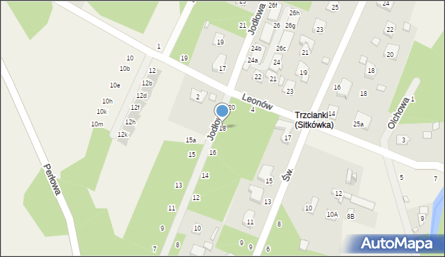 Trzcianki Osada, Jodłowa, 18, mapa Trzcianki Osada