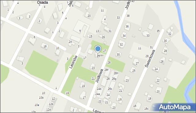 Trzcianki Osada, Jodłowa, 25, mapa Trzcianki Osada