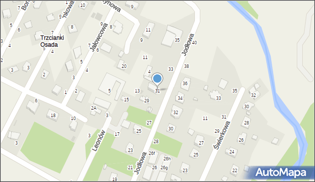 Trzcianki Osada, Jodłowa, 31, mapa Trzcianki Osada
