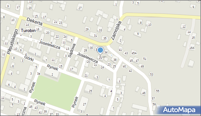 Turobin, Joselewicza Berka, płk., 21, mapa Turobin